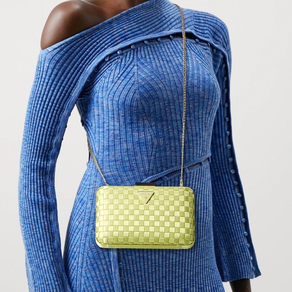 Guess Twiller Mini Chartreuse Clutch Crossbody Bag - Picture 7 of 9